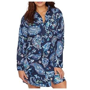 Lauren Ralph Lauren | Paisley Sleep Shirt Dress Tunic Blue | XS